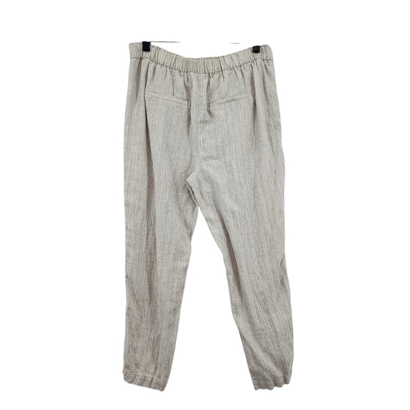 Chico's Women's Striped 100% Linen Drawstring Pull on Coastal Pants - Picture 7 of 9